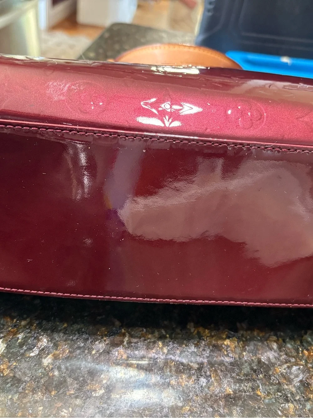 Authentic Louis Vuitton Vernis Satchel in Burgundy with Natural Trim